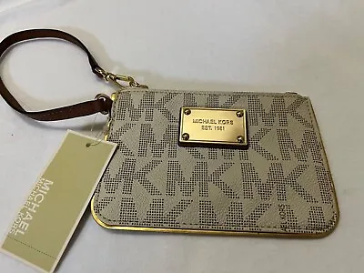 Michael Kors Specchio Jet Set Travel Small Wristlet Vanilla Tan • $34