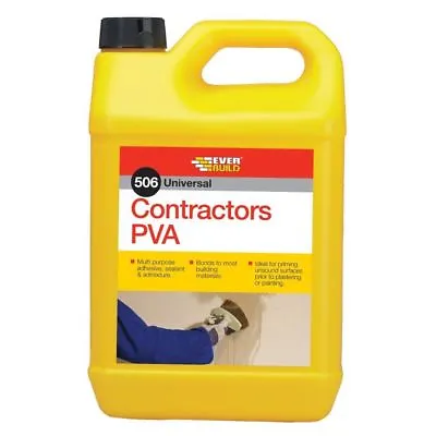 £13.19 • Buy Everbuild 506 Contractors Pva Adhesive Primer Sealer Admixture Glue 5l Litre Diy