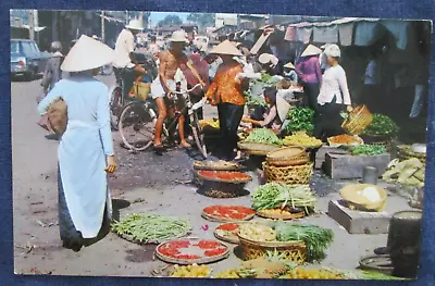 1960s Vietnam Saigon Market Street Scene Postcard • $4.99