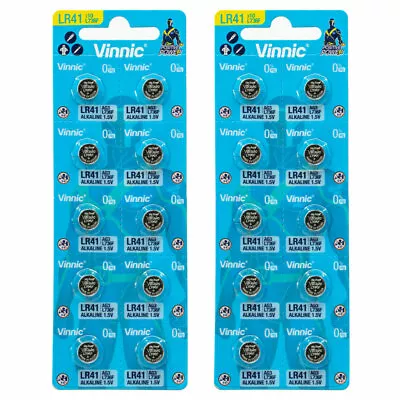 20 X Vinnic LR41 Batteries L736F AG3 Alkaline Button Cells 192 V3G 1.5V • $14.72