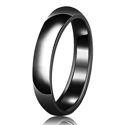 Black Stainless Steel Wedding Band Ring Plain Comfort Fit FREE ENGRAVE 3mm-10mm • $10.23