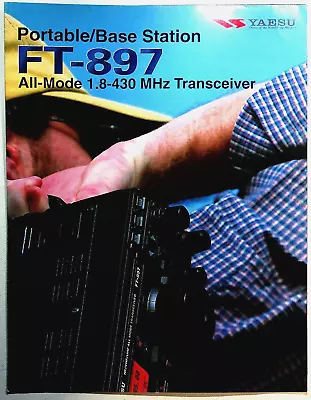 YAESU FT-897D TRANSCEIVER 8 SIDED (FOLDED  8 1/2x11 ) ORIGINAL COLOR BROCHURE #2 • $9.95