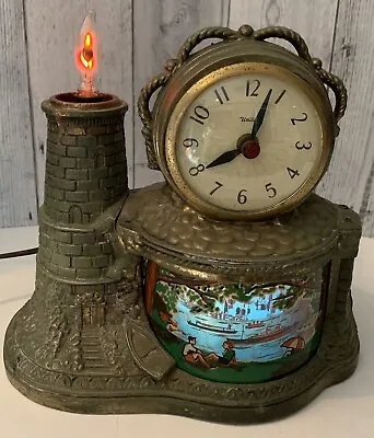 Vintage United Lighthouse Lighted Motion Display Clock Model 290 WORKS (READ) • $179.99