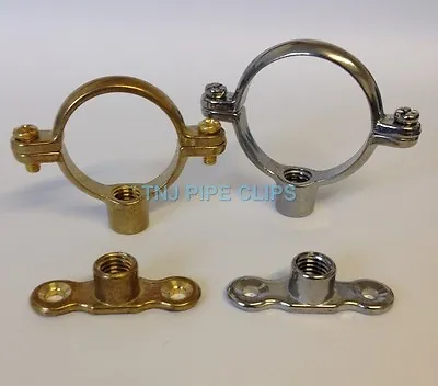 Brass Munsen Ring & Female Backplate All Sizes& Chrome Plated - Copper Pipe Clip • £2.59