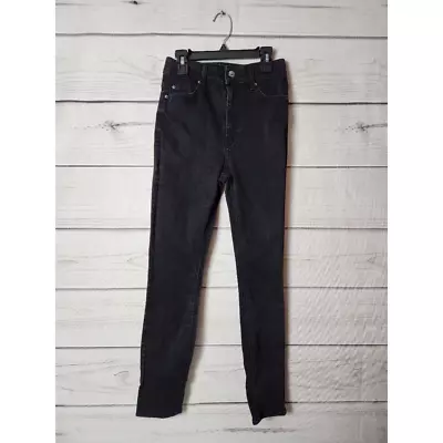 H&M Womens Cropped Skinny Jeans Black Stretch Dark Wash Mid Rise Denim 6 • $14.40