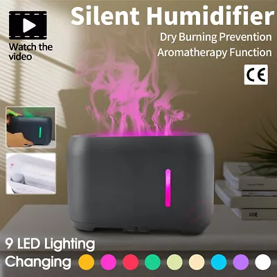 Essential Oil Diffuser LED Flame Light Ultrasonic Aroma Mist Air Humidifier Grey • $28.50