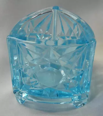 Vintage L. G. Wright Blue Glass Reuleaux Triangle Footed Toothpick Holder • $10