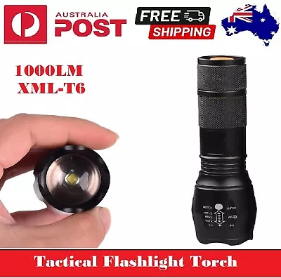 XML-T6 Tactical Flashlight Torch Super Bright Camping LED Zoomable Hand Torch AU • $15.99