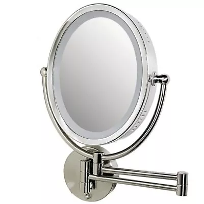 Zadro Lighted Oval Wall Mirror With Dimmer And 1X - 8X Satin Nickel Finish  • $186.88