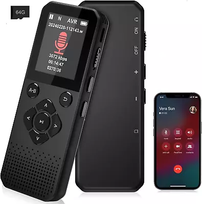 64GB Digital Voice Recorder With Bluetooth Voice Activated Audio Reorder For I • $48.70