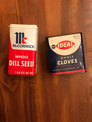 Two Tins Mccormick Dill Seed  And Acme Ideal Whole Cloves • $7.99