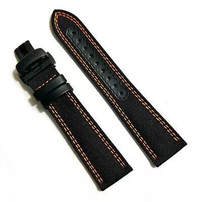 Original MIDO Multifort 22mm Black / Orange Fabric & Leather Watch Band Strap • $98