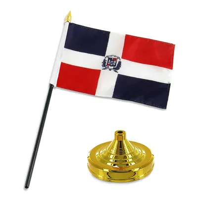 Dominican Republic 4 X6  Flag Desk Set Table Stick Gold Base • $7.24
