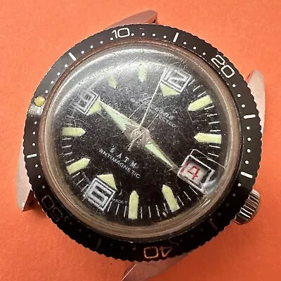 Vintage LUCERNE Diver Men's Watch  Black 31.6 MM Dial For Parts Or Repair • $4.25