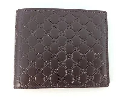 NWT Gucci Authentic Mens Brown Bi Fold Micro Guccissima Wallet With Box • $279