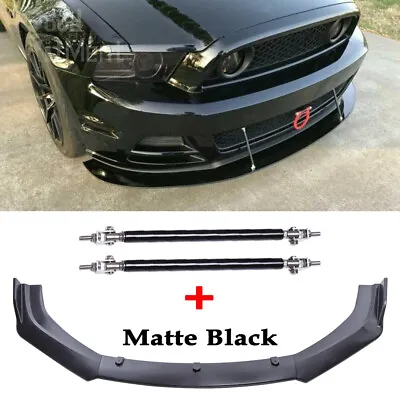 For Ford Mustang 2005-2014 Black Front Bumper Lip Splitter Spoiler + Strut Rods • $89.26