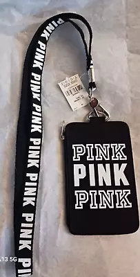 NEW With Tags Victoria Secret PINK Logo Black ID Holder Wallet Lanyard • $21