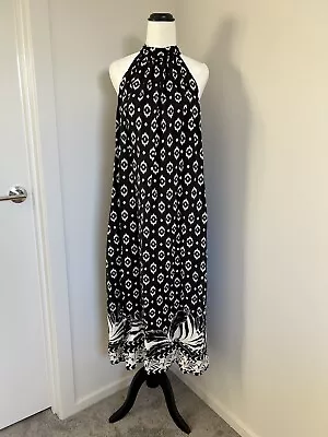 Witchery Natural Palm Print Womens Halter Maxi Dress With Tie Belt Size 12 BNWT • $39.95