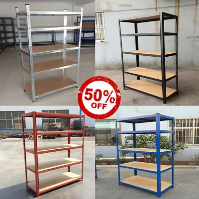 5 Tier Metal Storage Shelving Shelves Racking Unit Tools Garage Garden Shop Shed • £28.16