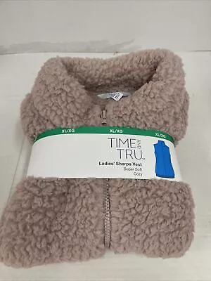 $13.95 • Buy Time & Tru Womens Plush Sherpa Vest With Pockets Size XL(16-18) Pink New