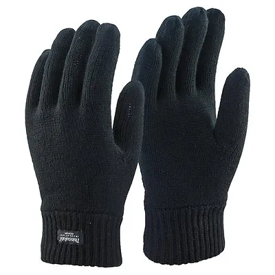 Mens 3M Black Thinsulate 40 Gram Thermal Lined Winter Warm Knit Gloves 3 Sizes • $13.99
