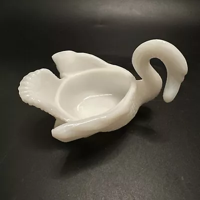 Cambridge Milk Glass Swan Craning Neck Small Dish • $14