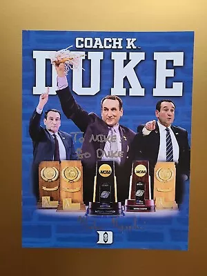 Mike Krzyzewski     Coach K     DUKE  Basketball   Signed 8X10  Inscribed  Mike • $79.99