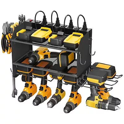 Modular Power Tool Organizer Wall Mount Charging Station Black 6 Drills Hold... • $100.93