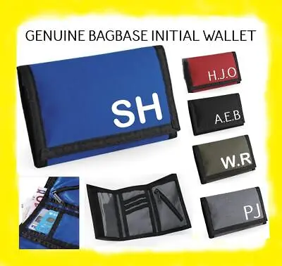 BagBase Wallet Rip Strip Trifold Personalised Initials Clear ID Window • £2