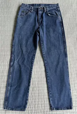 Men's Medium Wash Wrangler Denim Blue Jeans 31x30 Relaxed Straight Leg Fit • $14.95