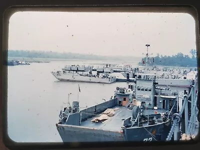 Vtg 1950s 35mm Slide - US Army Amphibious Cargo Landing Craft Ships Docked • $9