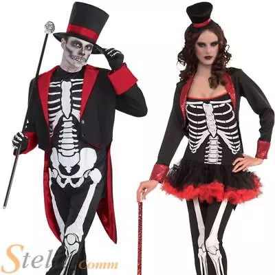 £26.99 • Buy Adult Bone Jangles Costume Skeleton Halloween Fancy Dress Mens Ladies Couples