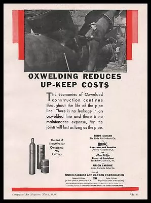 1930 Oxywelded Construction Photo Pipe Welder Wearing Goggles Vintage Print Ad • $21.63