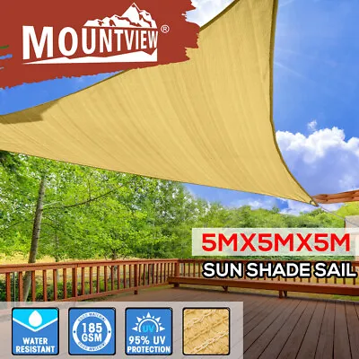 $49.99 • Buy Mountview Sun Shade Sail Cloth Triangle Canopy Outdoor Awning Cover Sand 5x5x5M