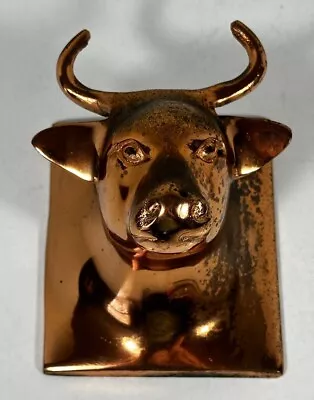 Vintage Copper Cow Bull Head Farm Kitchen Towel Apron Holder Hanger Wall Mount • $28.87