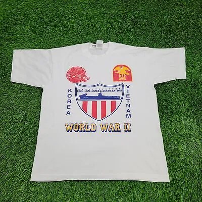 Vintage US-Navy Korean Americans WW2 Shirt L-Short 21x25 Korea World-War USS LSM • $48.50