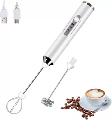 Electric Milk Frother Coffee Whisk Handheld Frappe Chocolate Mixer Rechargeable • £9.99