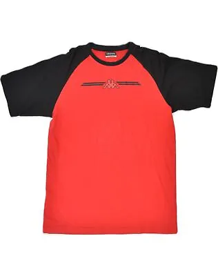 KAPPA Mens Graphic T-Shirt Top Large Red Colourblock Cotton RZ08 • £8.28