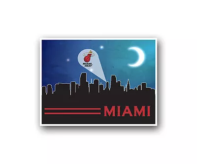 Miami Heat Poster City Skyline Art Print Man Cave Decor 12x16  • $14.99