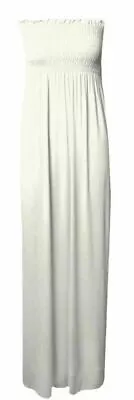 Womens Ladies Sheering Boobtube Bandeau Long Summer Strapless Maxi Dress  • £6.49