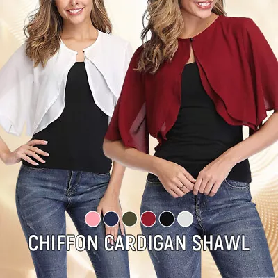 $19.11 • Buy Women's Sheer Chiffon Bolero Shrug Summer Jacket Cardigan Open Front Top Coat