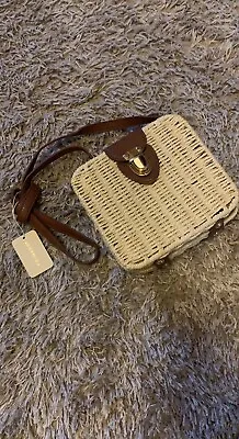 Small Raffia Wicker Cross Body / Messenger Bag BNWT  Brown Strap Box Style • £6