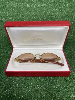 $950 • Buy Vintage Cartier Giverny 135b Sunglasses 52-22 W/Orig Case Broken Arm AS IS