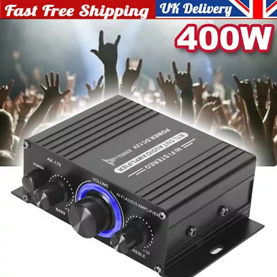 40W Power Digital Amplifier Stereo Hi-Fi Audio Mini AMP 12V FM Mic Home Car UK • £10.96