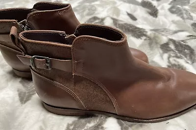 UGG Demi Ankle Boots Size 11 Brown Leather Upper Insole Sherpa Sheepskin • $49.99