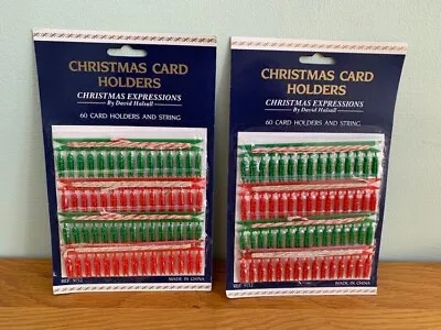 Vintage Christmas Card Holder Display 60 Mini Pegs String X 2 Sealed Packs • £6
