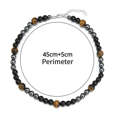 Hematite Necklace Men's Black Gallstone Stone Bead Pendant Health Care Bracelet • $10.99