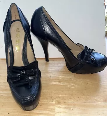 Vintage L.A.M.B. Gwen Stefani Y2K Leather Tassel Loafer High Heel Pumps-Sz 8.5 • $72.92