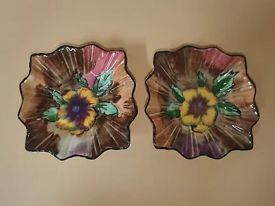 Vtg H&K Tunstall/Set Of 2 Small Plates Hand Painted Flowers England • $23