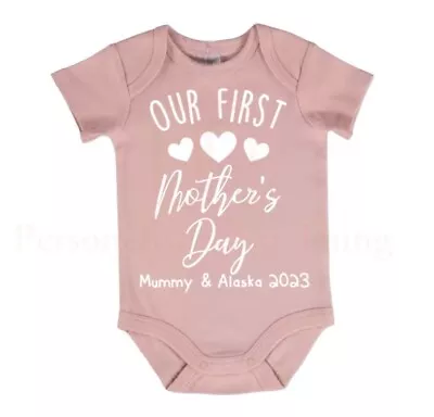 Our First Mother’s Day Personalised Mummy & Baby Bodysuit Outfit • $23